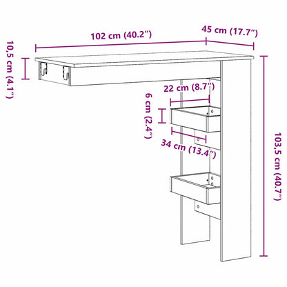Wall Bar Table Black oak 102 x 55 x 103.5 cm Engineered wood