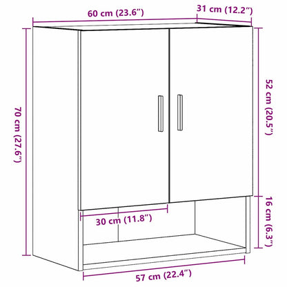 Wall Cabinet Black oak 60 x 31 x 70 cm Engineered Wood