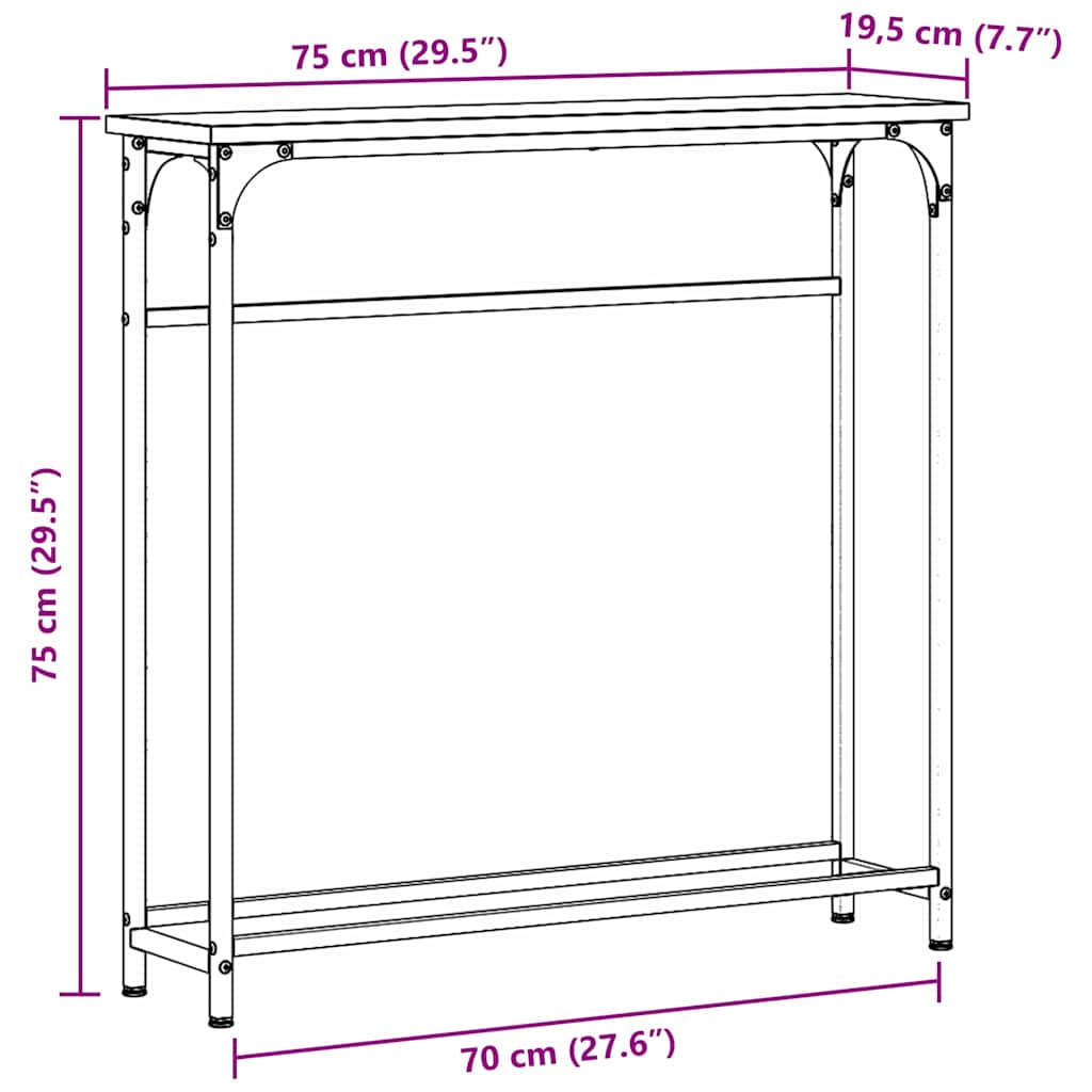 Console Table with Shelf Black oak 75 x 19.5 x 75 cm