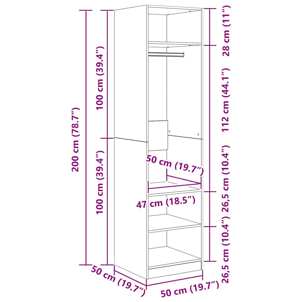 Wardrobe with Shelf with Storage Black oak Engineered wood