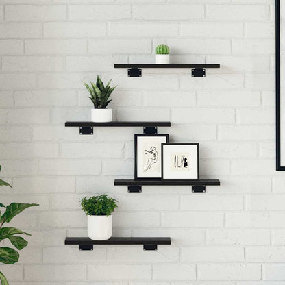 Bookshelf Board 4 pcs Black 40 x 10 x 1.5 cm Engineered wood