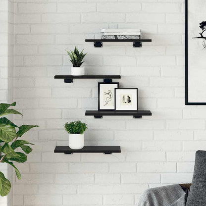 Bookshelf Board 4 pcs Black 40 x 20 x 1.5 cm Engineered wood