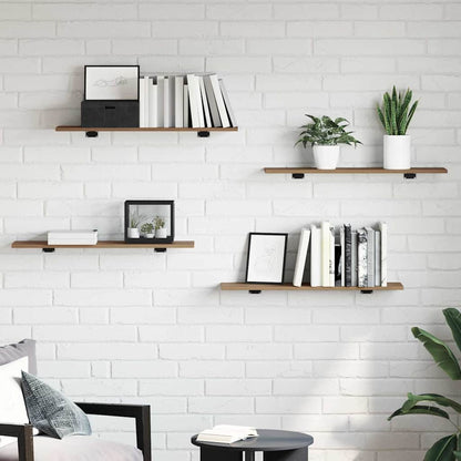 Bookshelf Board 4 pcs Brown 80 x 20 x 1.5 cm Engineered wood