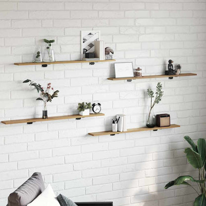 Bookshelf Board 4 pcs Brown 100 x 10 x 1.5 cm Engineered wood