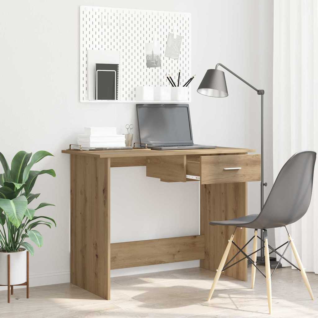 Desk with Drawer Artisan oak 100 x 50 x 76 cm Engineered wood