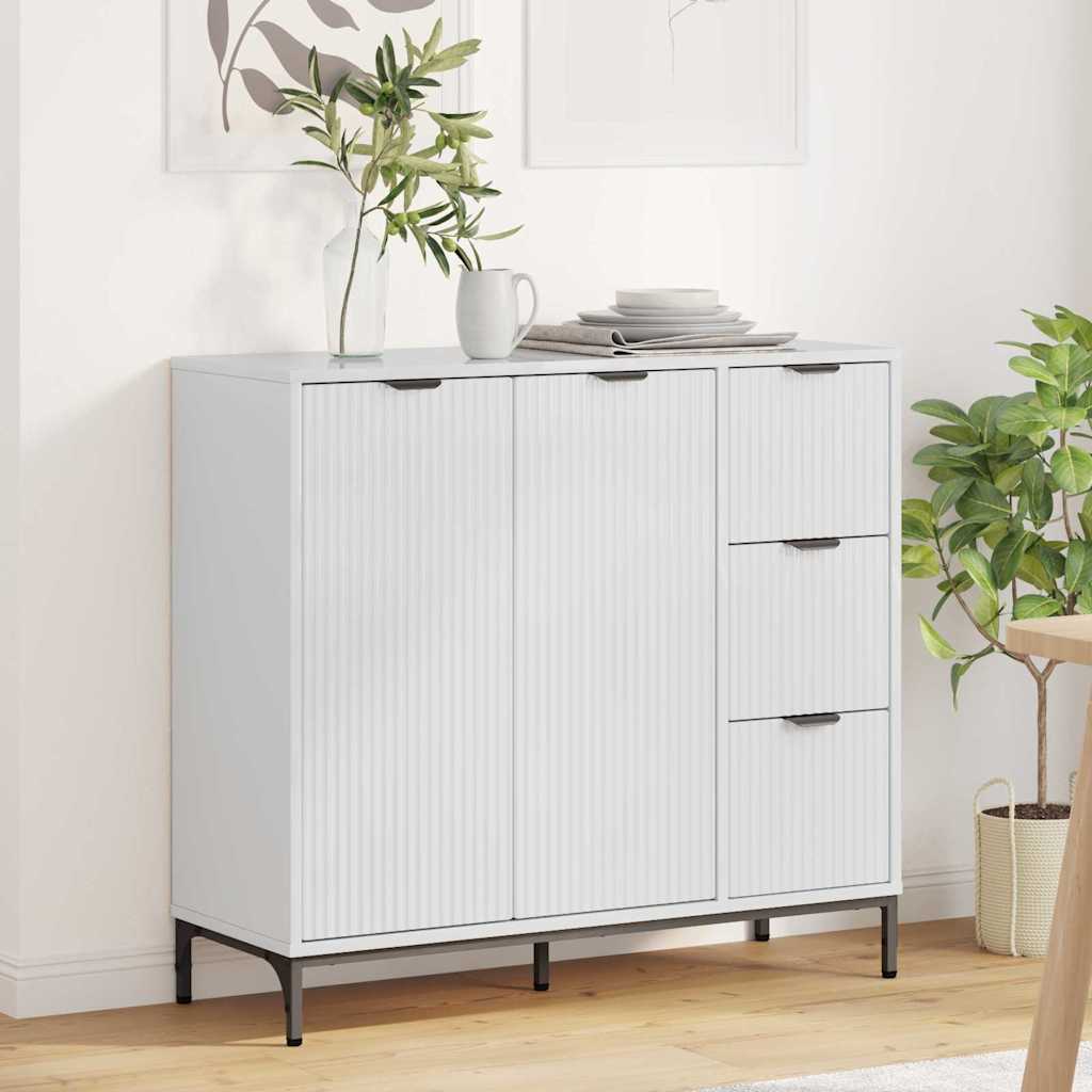 Sideboard High gloss white 89.5 x 33 x 82 cm Engineered wood