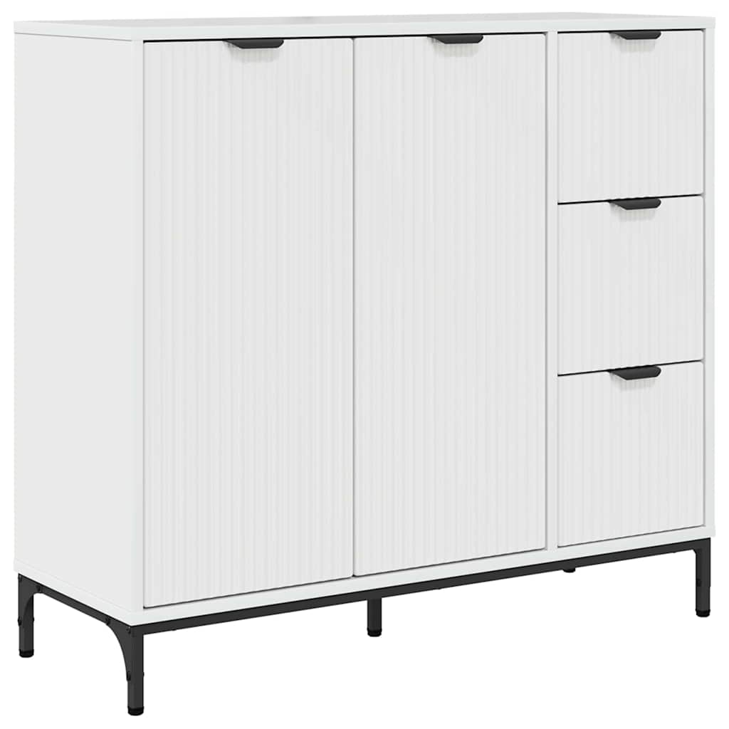 Sideboard High gloss white 89.5 x 33 x 82 cm Engineered wood