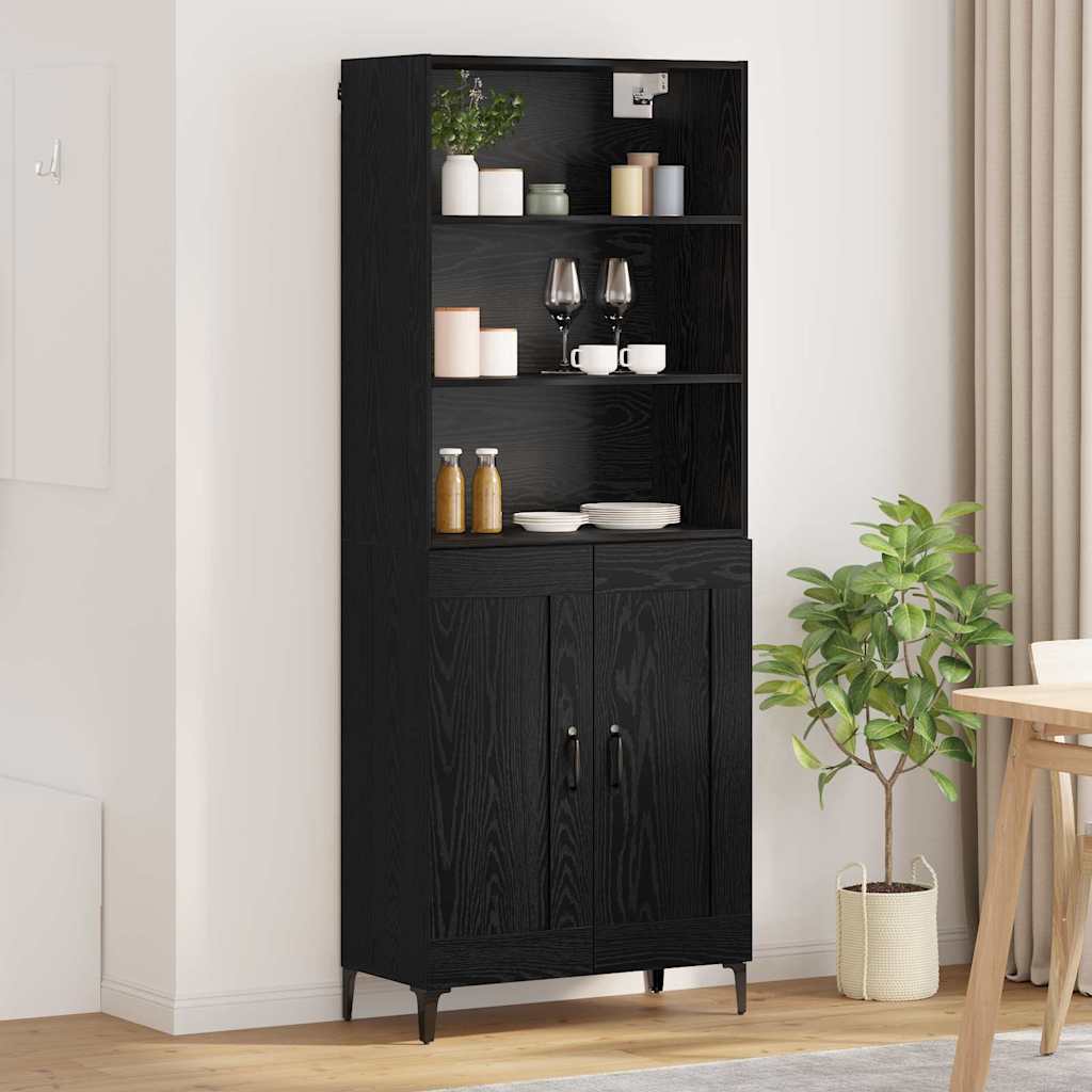 Sideboard Wall-mounted 2 pcs Black oak Engineered Wood