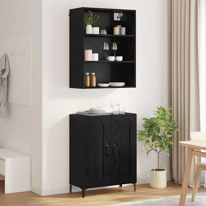 Sideboard Wall-mounted 2 pcs Black oak Engineered Wood
