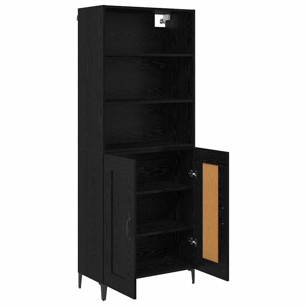 Sideboard Wall-mounted 2 pcs Black oak Engineered Wood