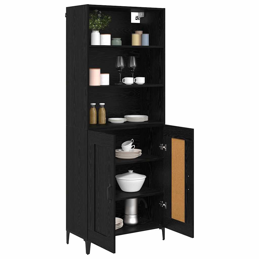 Sideboard Wall-mounted 2 pcs Black oak Engineered Wood