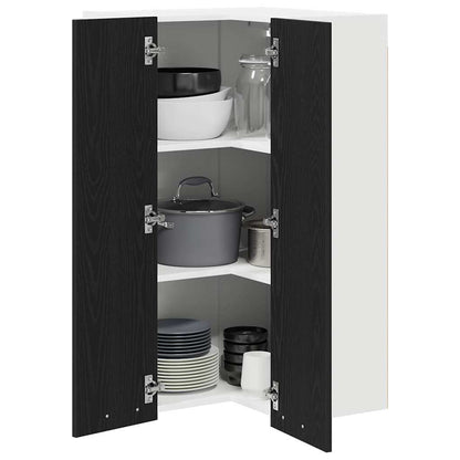 Hanging cabinet Riga Black Oak and White 57 x 57 x 100 cm