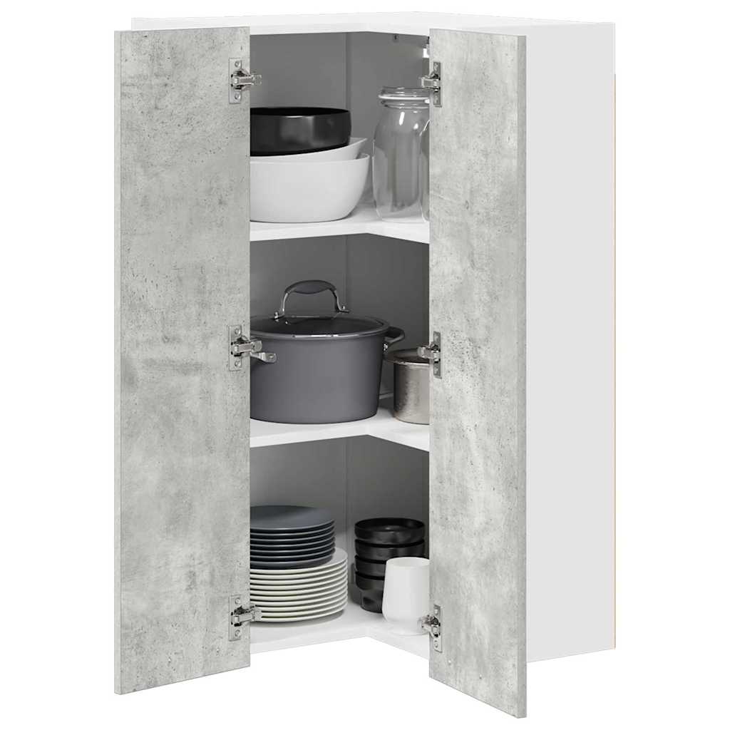 Hanging cabinet Riga Concrete Grey and White 57 x 57 x 100 cm