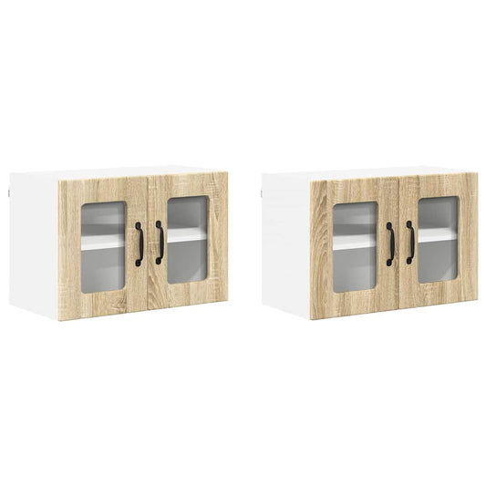 Kitchen Wall Cabinet with Door 2 pcs Sonoma Oak 60 x 31 x 40 cm