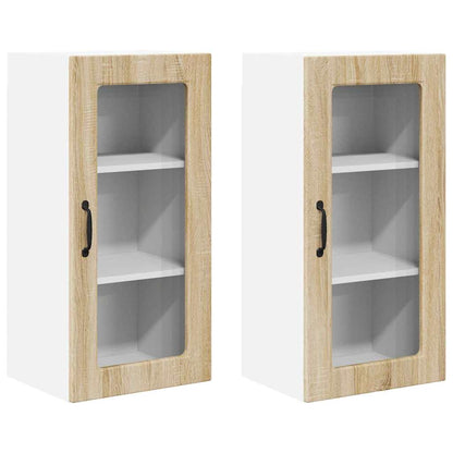 Kitchen Wall Cabinet with Door 2 pcs Sonoma Oak 40 x 31 x 80 cm