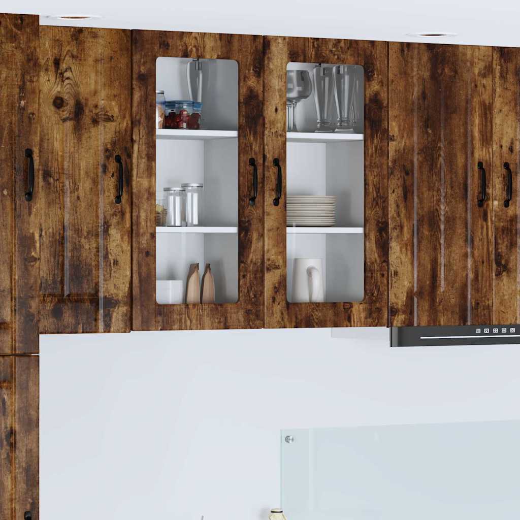 Kitchen Wall Cabinet with Door 2 pcs Smoked Oak 40 x 31 x 80 cm