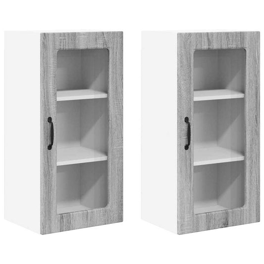 Kitchen Wall Cabinet 2 pcs Grey Sonoma 40 x 31 x 80 cm