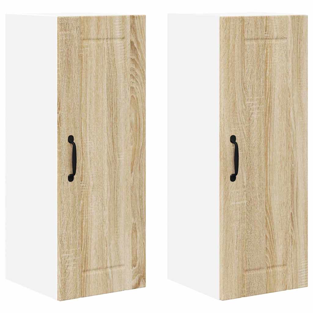 Kitchen Wall Cabinet with Door 2 pcs Sonoma Oak 30 x 31 x 80 cm