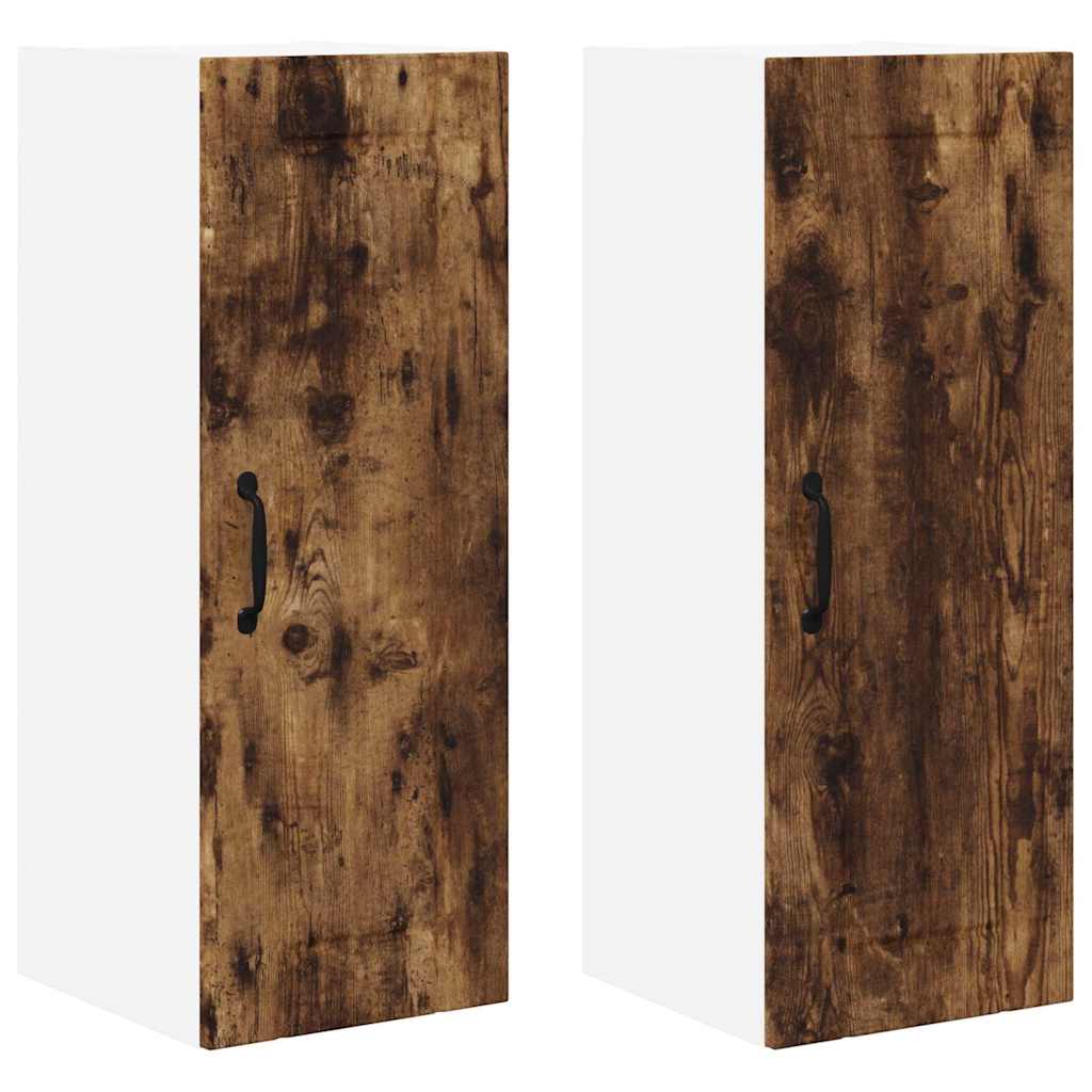 Kitchen Wall Cabinet with Door 2 pcs Smoked Oak 30 x 31 x 80 cm
