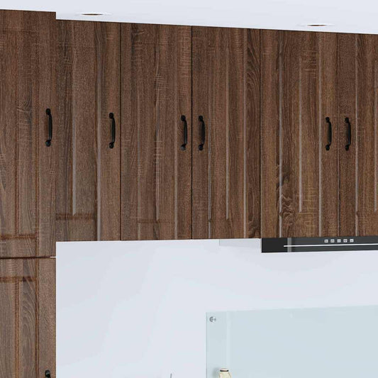 Kitchen Wall Cabinet with Shelf 2 pcs Brown Oak 30 x 31 x 80 cm