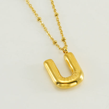 Bubble Letter Pendant Necklace A-Z