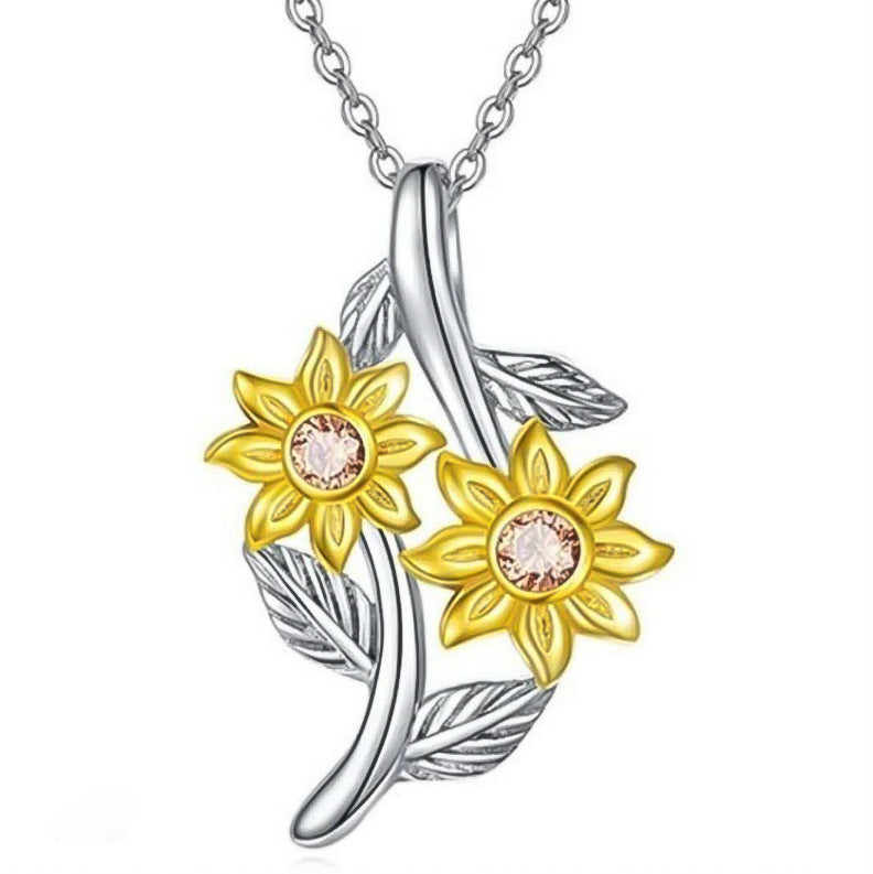 Sunflower Heart-Shaped Pendant