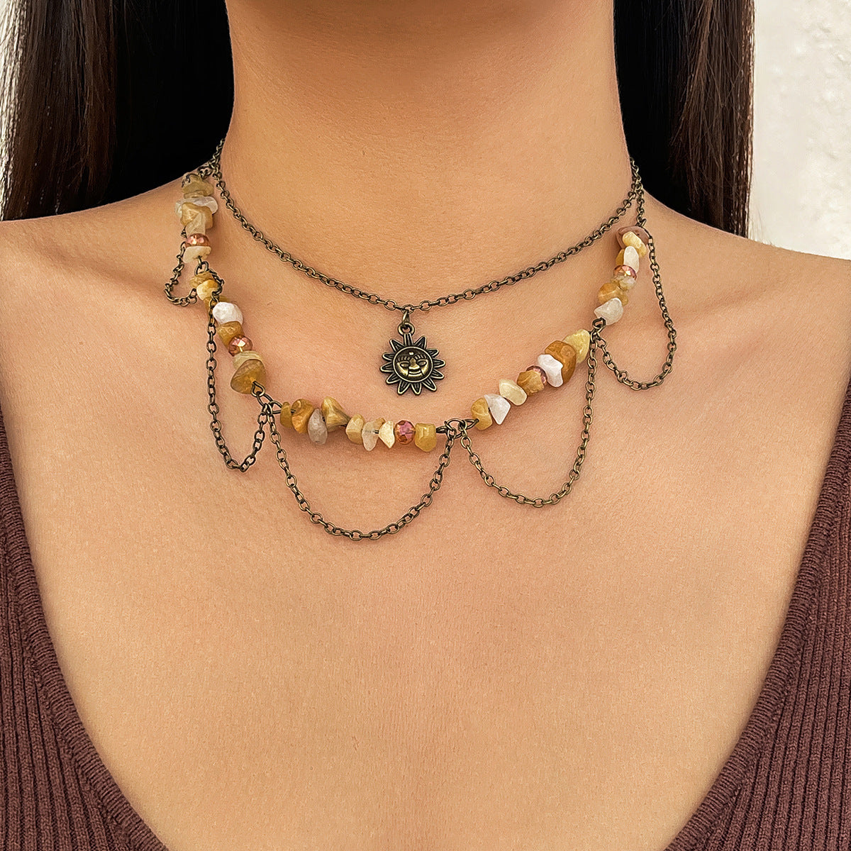 Multi-Layer Irregular Gravel Beach Necklace