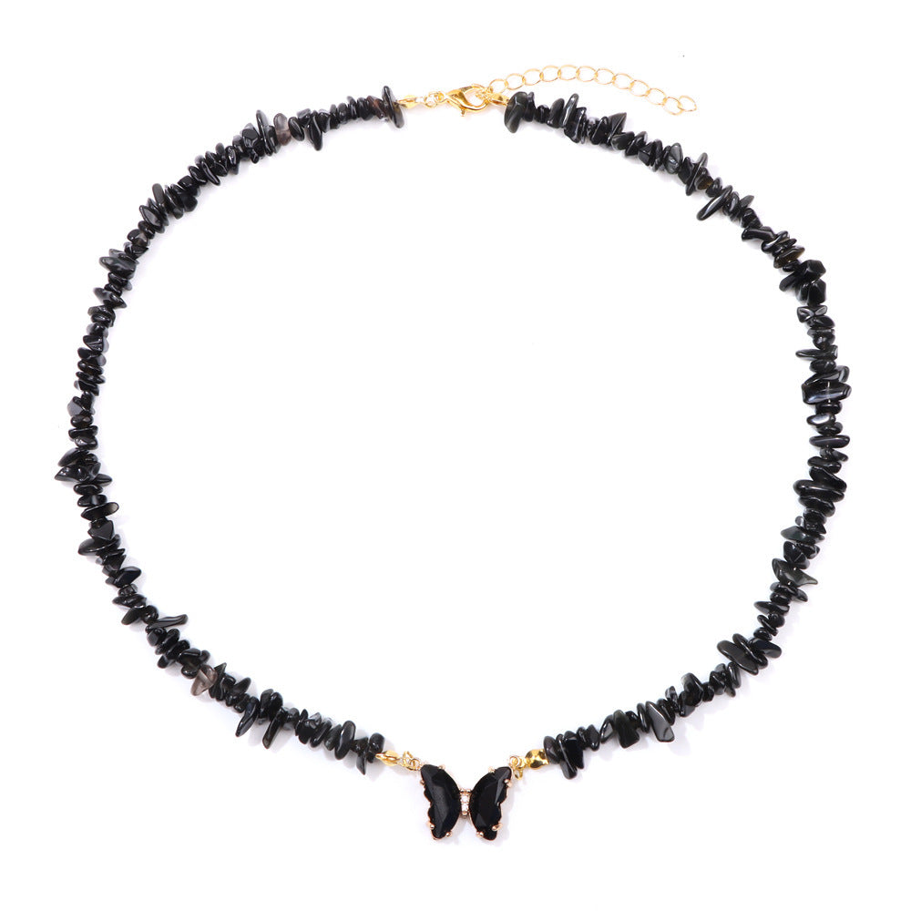 Simple and Versatile Butterfly Natural Stone Necklaces