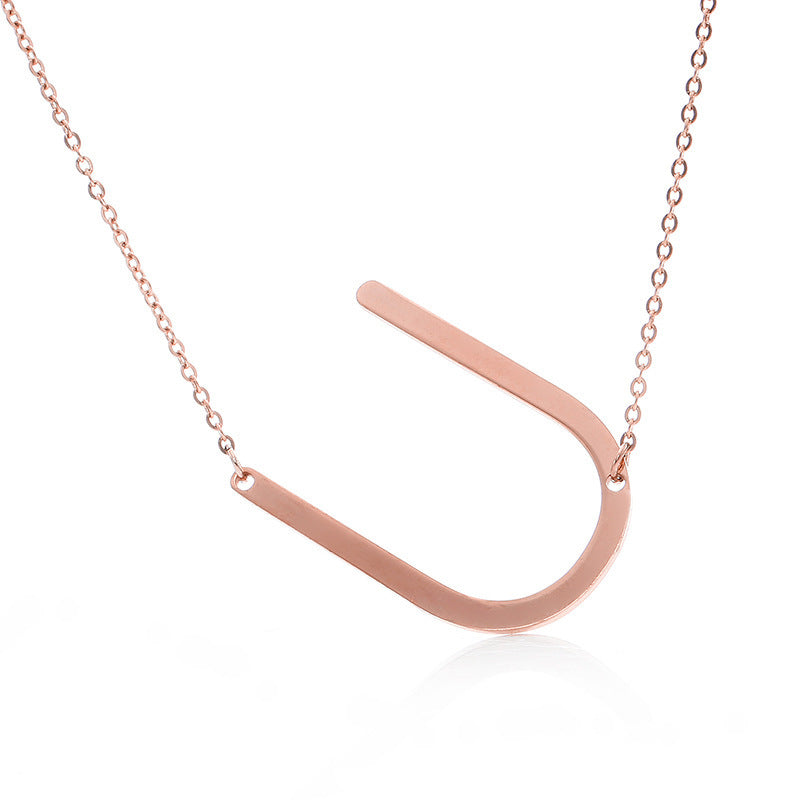 Big Initial Letter Pendant Necklace, Gold Silver, and Rose Gold