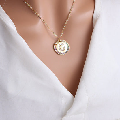 A-Z Round Necklace with Colourful Crystals