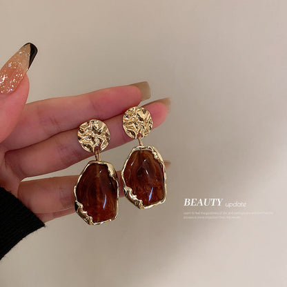 Silver Needle Resin Geometric Earrings