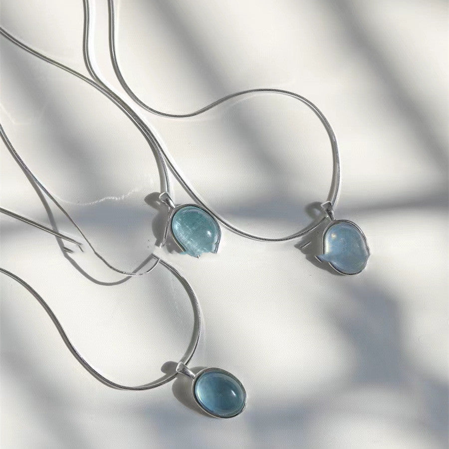 Oval Water Drop Pendant Necklace