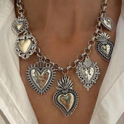 Vintage Sacred Heart Pendant Necklace