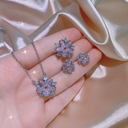 Zircon Women Necklace, Ring & Earrings Set
