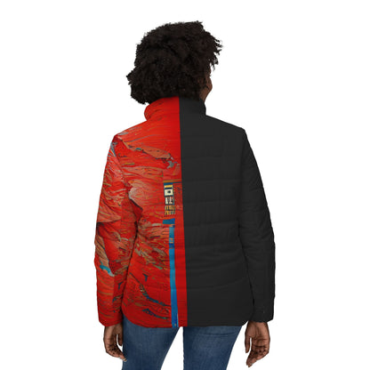 Half Black Half Hónghǎi - Womens Puffer Jacket