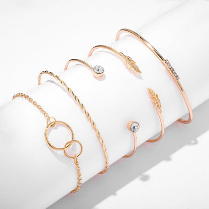 Leaf Circle 5-Piece Set Bracelets