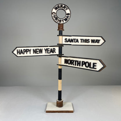 Christmas Direction Sign - Handmade Ornament