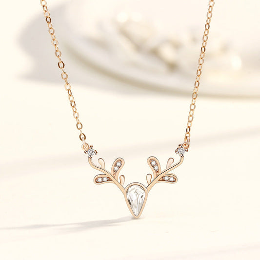 Reindeer Pendant Necklace, Gold, Silver