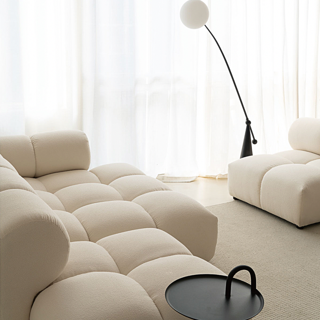 Lysander Velvet Module Three Seater, Four Seater, Five Seater Sofa, Corner Sofa, White