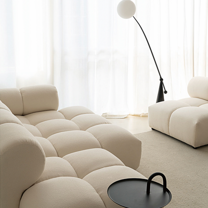 Lysander Velvet Module Three Seater, Four Seater, Five Seater Sofa, Corner Sofa, White