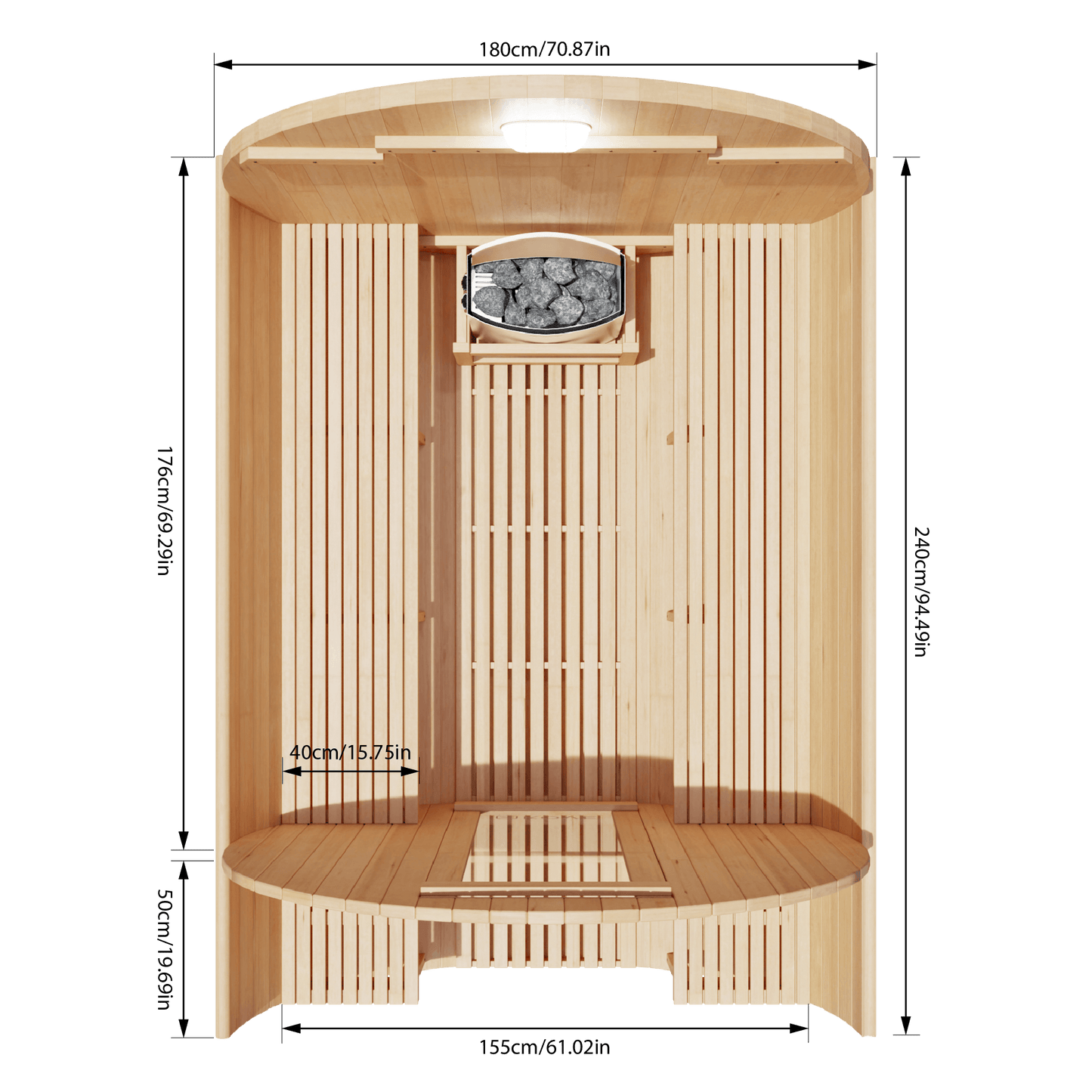 KOVE Outdoor Barrel Sauna – 5–6 Person Garden Sauna with 6kW Electric Heater