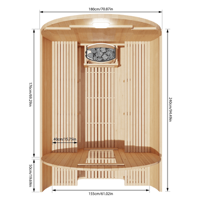KOVE Outdoor Barrel Sauna – 5–6 Person Garden Sauna with 6kW Electric Heater