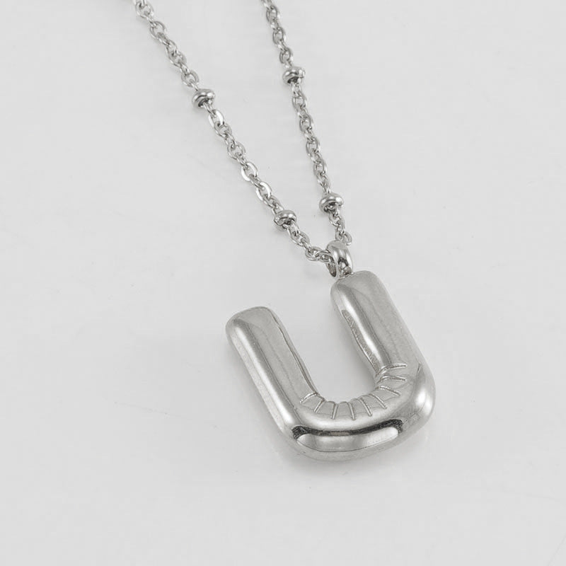 Bubble Letter Pendant Necklace A-Z
