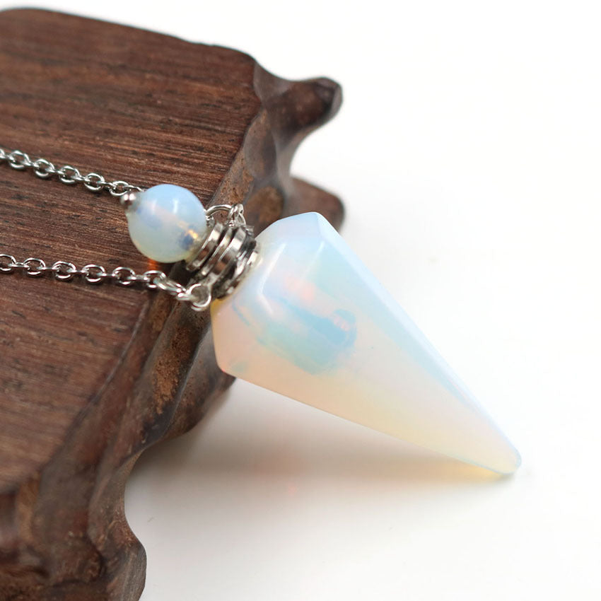 Crystal Stone Cone Perfume Bottle Necklace