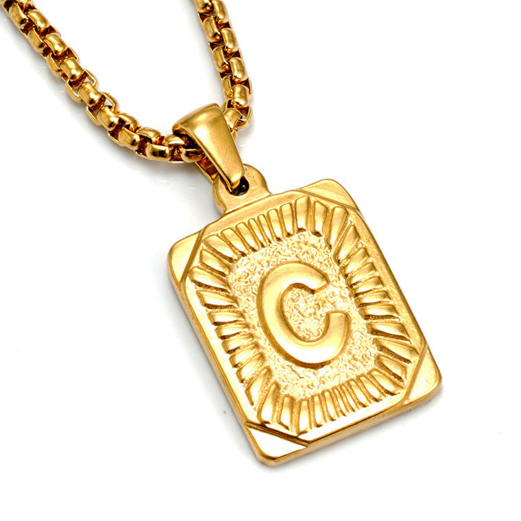 A-Z Alphabet Titanium Steel Letter Pendant Necklace