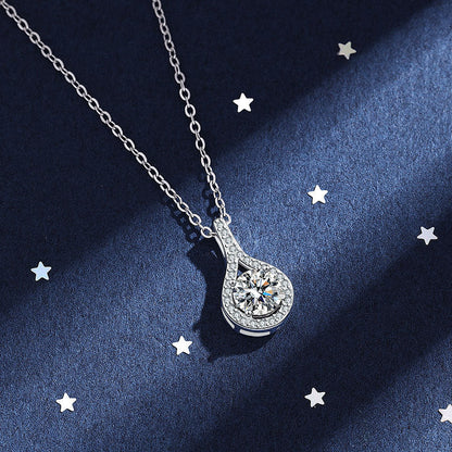Silver Moissanite Water Drop Pendant Necklace