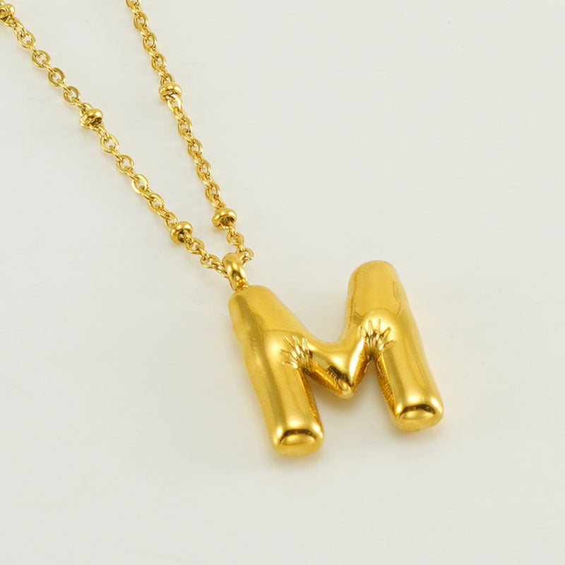 Bubble Letter Pendant Necklace A-Z