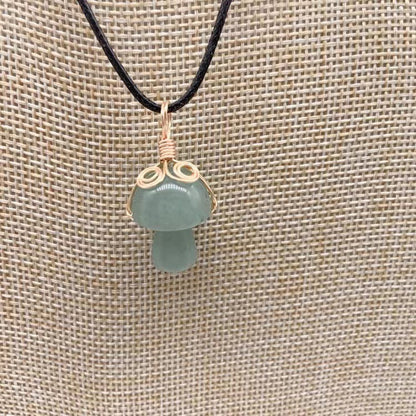 Winding Small Mushroom Natural Stone Necklaces