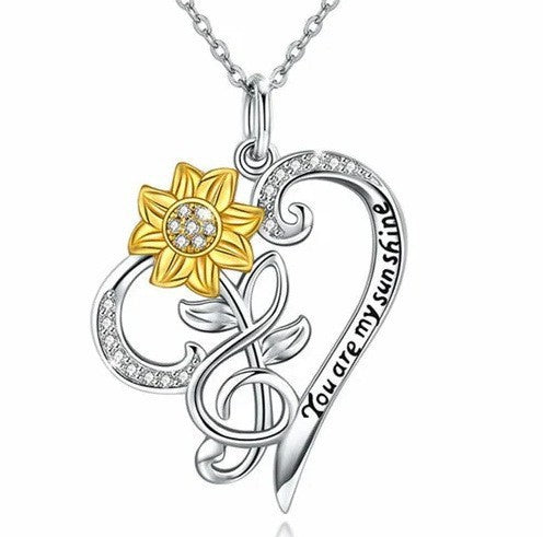 Sunflower Heart-Shaped Pendant