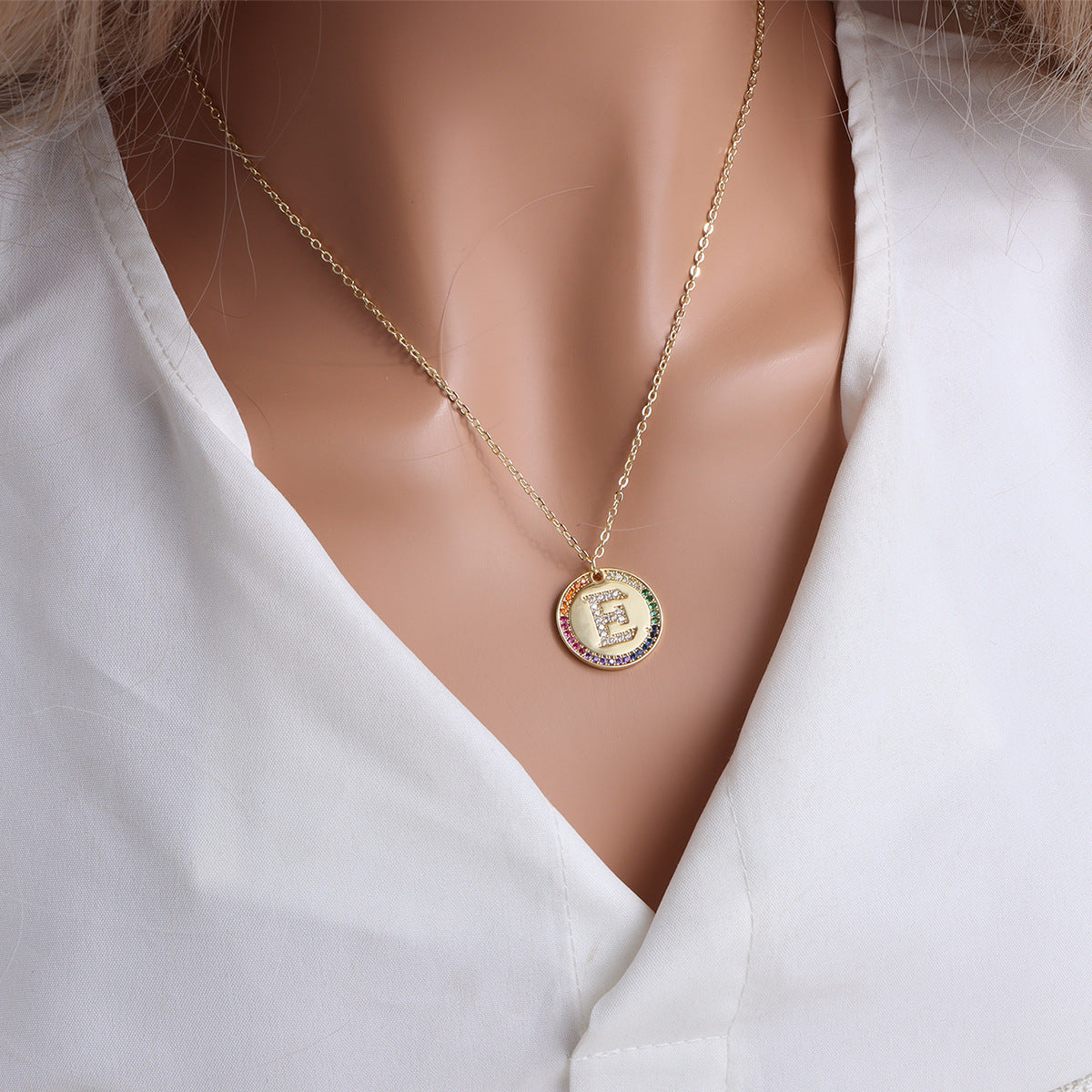 A-Z Round Necklace with Colourful Crystals